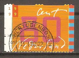 Briefmarke Niederlande Mi.Nr. 1732 o Freimarke 1999 (selbstklebend; teils gerade, teils wellenförmig gestanzt) / Stilisierter Bildschirm mit Zahl „80“ #