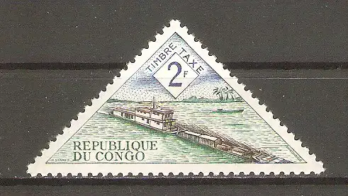 Briefmarke Kongo - Brazzaville Portomarke Mi.Nr. 6 ** Transportmittel 1961 / Flusstransporter #