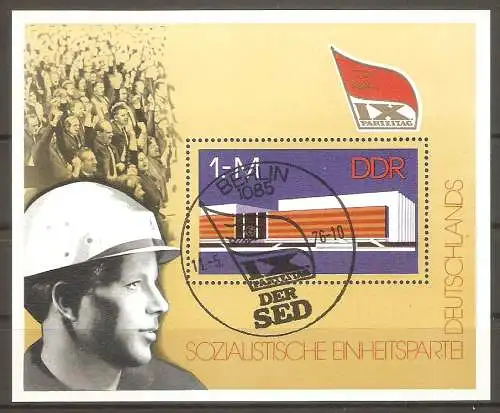 Briefmarke DDR BLOCK 45 o (Mi.Nr. 2125) ESST BERLIN / Parteitag der SED 1976 / Palast der Republik #