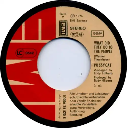 Vinyl-Single: Pussycat: Smile / What Did They Do To The People EMI Electrola 1 C 006-25 520, (P) 1976 
