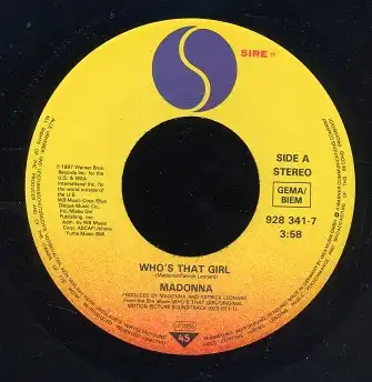 Vinyl-Single: Madonna: Who\'s That Girl / White Heat Sire 928 341-7, (P) 1988 EAN 075992834179