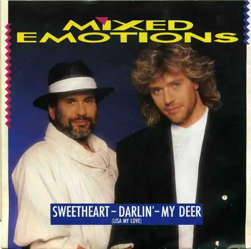 Vinyl-Single: Mixed Emotions (Oliver Simon & Drafi Deutscher) Sweetheart - Darlin\' - My Deer / Love Is So Easy Now  Electrola 1 C 006 14 7280 7, (P) 1987 EAN 5099914728075 