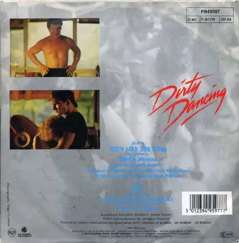 Vinyl-Single: Patrick Swayze: She\'s Like The Wind / Stay RCA PB49597, (P) 1987 From The Hit Version Motion Picture Soundtrack Album \"Dirty Dancing\"