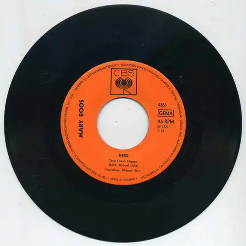 Vinyl-Single: Mary Roos: Arizona Man / Herz CBS 4866, (P) 1970 