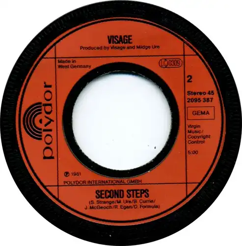 Vinyl-Single: Visage: Visage / Second Steps Polydor 2095 387, (P) 1980/81 