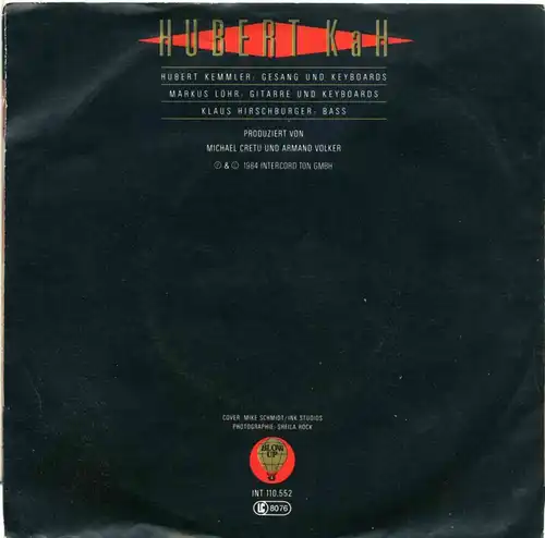 Vinyl-Single: Hubert Kah: Engel 07 / Rhythmus à gogo Blow Up INT 110.552, (P) 1984 