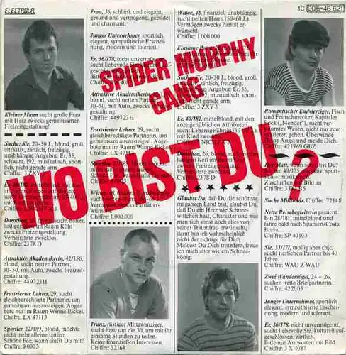 Vinyl-Single: Spider Murphy Gang: Wo bist du? / Herzklopfen EMI Electrola 1 C 006-46 621, (P) 1981 