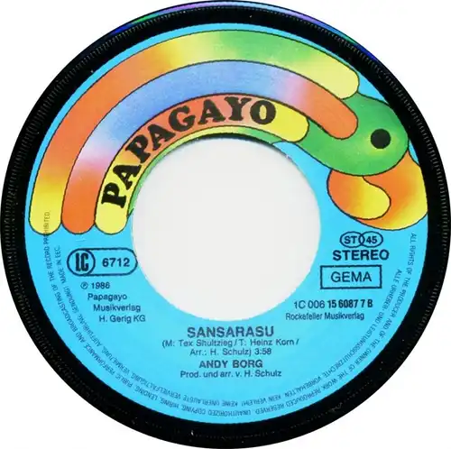 Vinyl-Single: Andy Borg: Am Anfang war die Liebe / Sansarasu EMI Papagayo 1 C 006 15 6087 7, (P) 1986 EAN 5099915608772