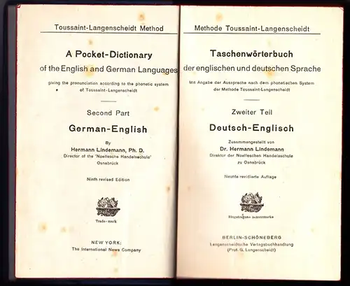 Taschenwörterbuch Deutsch-Englisch, 1911, Langenscheidt