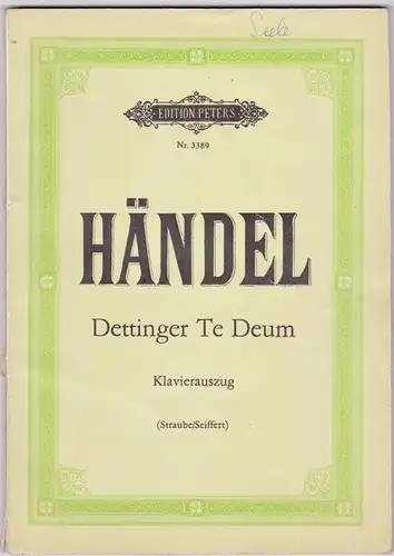 G.F. Händel - Dettinger Te Deum, Klavierauszug Edition Peters
