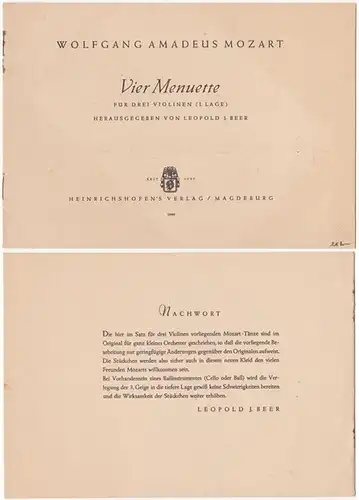 Mozart - Vier Menuette für drei Violinen(1. Lage)