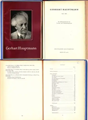 Gerhart Hauptmann, ein Arbeitsmaterial vom Kulturbund der DDR
