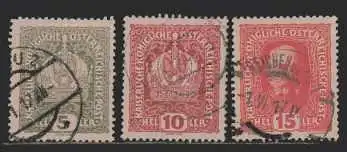Österreich MiNr. 186 und 188 und 190  gestempelt