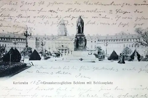AK Karlsruhe Großherzogliches Schloss mit Schlossplatz