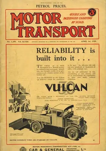 Motor Transport. Goods and Passenger Carrying by Road. No. 1,255. Vol. XLVIII. April 1st, 1929
 London, Iliffe & Sons, 1929. 