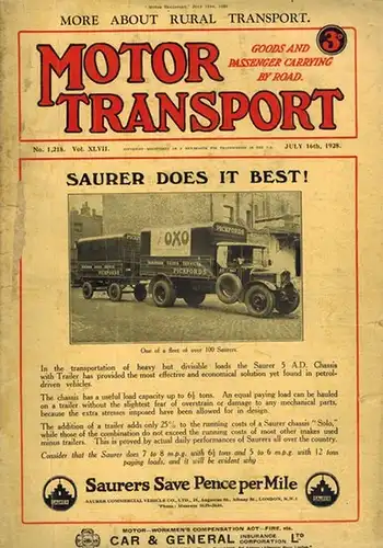 Motor Transport. Goods and Passenger Carrying by Road. No. 1,218. Vol. XLVII. July 16th, 1928
 London, Iliffe & Sons, 1928. 