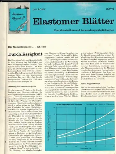 Elastomer Blätter [Nummer 4 bis 56]. Charakteristiken und Anwendungsmöglichkeiten. Herausgegeben von E. I. Du Pont de Nemours & Company (Inc.) - Elastomer Chemicals Department
 Wilmington, Du Pont, 1957 bis 1967. 