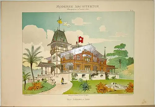 Lambert, André; Stahl, Eduard (Hg.): Villa To Kugawa in Japan. [Ausgeführt von J. Gros Architekt, Zürich]. Tafel 45 aus: Moderne Architektur. Ausgeführte städtische Wohngebäude, Geschäfts.. 