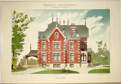 Lambert, André; Stahl, Eduard (Hg.): Villa in Basel. [Ausgeführt von E. Jung Architekt in Winterthur]. Tafel 53 aus: Moderne Architektur. Ausgeführte städtische Wohngebäude, Geschäfts.. 