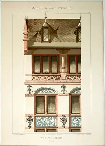 Lambert, André; Stahl, Eduard (Hg.): Wohnhaus in Berlin. [Ausgeführt von Hans Grisebach, Architekten]. Tafel 25 aus: Moderne Architektur. Ausgeführte städtische Wohngebäude, Geschäfts  und Einfamilienhäuser.. 
