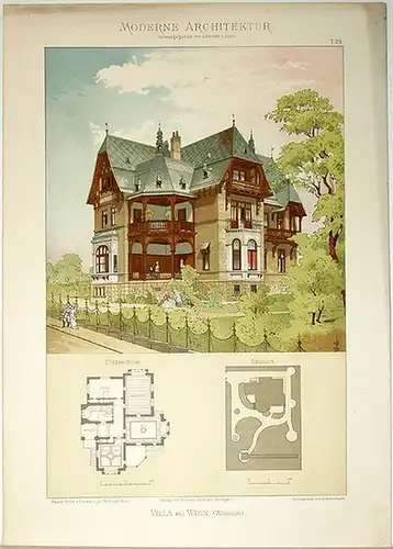 Lambert, André; Stahl, Eduard (Hg.): Villa bei Wien (Währing). [Ausgeführt von Baurat Ritter v. Neumann jun. Architekt Wien]. Tafel 28 aus: Moderne Architektur. Ausgeführte städtische.. 