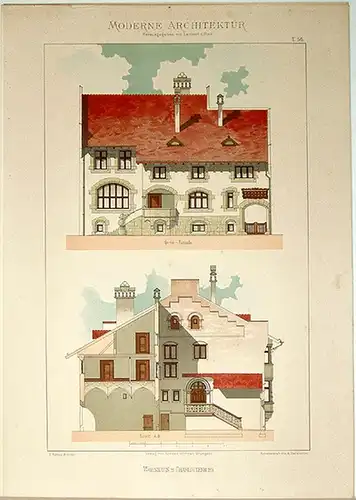 Lambert, André; Stahl, Eduard (Hg.): Wohnhaus in Charlottenburg. [Ausgeführt von H. Hartung, Architekt]. Tafel 56 aus: Moderne Architektur. Ausgeführte städtische Wohngebäude, Geschäfts  und Einfamilienhäuser.. 