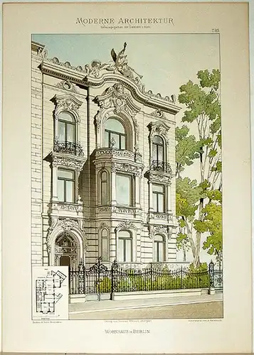 Lambert, André; Stahl, Eduard (Hg.): Wohnhaus in Berlin. [Ausgeführt von Enders & Hahn, Architekten]. Tafel 85 aus: Moderne Architektur. Ausgeführte städtische Wohngebäude, Geschäfts  und.. 
