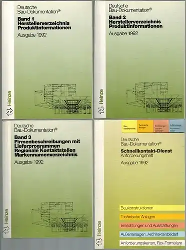 Deutsche Bau-Dokumentation. Ausgabe 1992. [1] Band 1. [A-H]. Herstellerverzeichnis - Produktinformationen mit Schlagwortverzeichnis. [2] Band 2. [I-Z]. Herstellerverzeichnis - Produktinformationen. [3] Band 3. Firmenbeschreibungen mit Lieferprogrammen - R