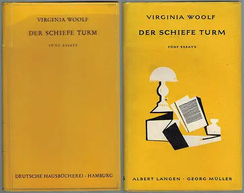 Woolf, Virginia: Der schiefe Turm. Fünf Essays. Aus dem Englischen übertragen von Herberth und Marlys Herlitschka
 Hamburg - Berlin, Deutsche Hausbücherei, 1957. 