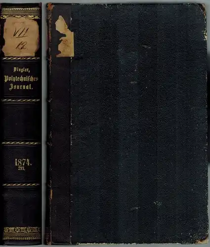 Zeman, Johann; Fischer, Ferdinand (Hg.): Dingler's Polytechnisches Journal. Zweihundertunddreizehnter [213.] Band. Jahrgang 1874. Mit 54 Holzschnitten und 6 lithographirten Tafeln Abbildungen
 Augsburg, J. G. Cotta, 1874. 