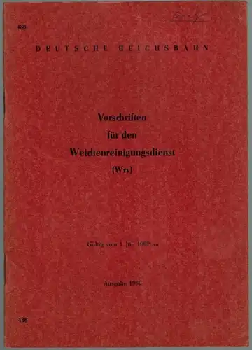 Deutsche Reichsbahn (Hg.): Vorschriften für den Weichenreinigungsdienst (Wrv). Gültig vom 1. Juli 1962 an. Ausgabe 1962. [= DV 436]
 Berlin, Ministerium für Verkehrswesen - Deutsche Reichsbahn, 1962. 