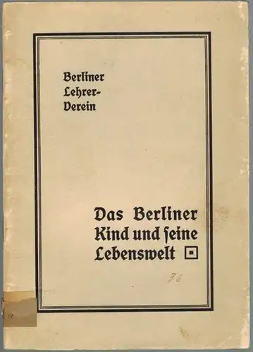 Das Berliner Kind und seine Lebenswelt. Ein Beitrag zur Soziologie des Großstadtkindes von der Vereinigung für Psychologie und der Arbeitsgemeinschaft für praktische Pädagogik
 Berlin, Berliner Lehrer-Verein, 1932. 