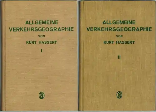 Hassert, Kurt: Allgemeine Verkehrsgeographie. Zweite, völlig umgearbeitete Auflage. [1] Erster Band. Mit 11 Karten und graphischen Darstellungen. [2] Zweiter Band. Mit 6 graphischen Darstellungen
 Berlin...