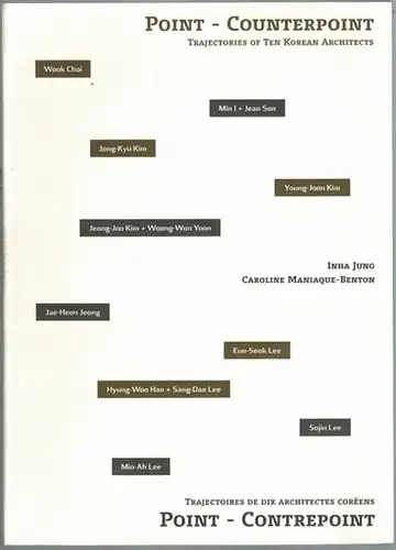 Jung, Inha; Maniaque-Benton, Caroline: Point - Counterpoint. Trajectories of Ten Korean Architects. // Point - Contrepoint. Trajectoires de dix architectes Coréens
 Ohne Ort [Kopenhagen], The Architectural Publisher B, (2014). 
