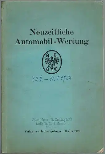 Allgemeiner Deutscher Automobil-Club (Hg.): Neuzeitliche Automobil-Wertung. Auswertung der I. ADAC-Gebrauchs- und Wirtschaftlichkeitsfahrt 1928. Mit 29 Abbildungen und 70 Figuren im Text
 Berlin, Verlag von Julius Springer, 1929. 