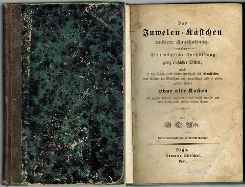 Mohr, Georg Christian: Das Juewelen Kästchen unserer Haushaltung. Eine nützliche Enthüllung ganz einfacher Mittel, welche in der Haus  und Landwirthschaft, bei Krankheiten und Uebeln.. 