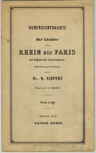 Kiepert, Heinrich: Uebersichtskarte der Länder vom Rhein bis Paris mit Angabe der Sprachgrenze. Maasstab 1 : 1000000
 Berlin, Dietrich Reimer, 1859. 
