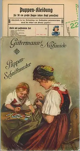 Puppen-Schnittmuster. Puppen-Kleidung für 30 cm große Puppe (ohne Kopf gemessen)
 Ohne Ort [Gutach], Gütermanns Nähseide [Gütermann], ohne Jahr [ca. 30er-Jahre]. 