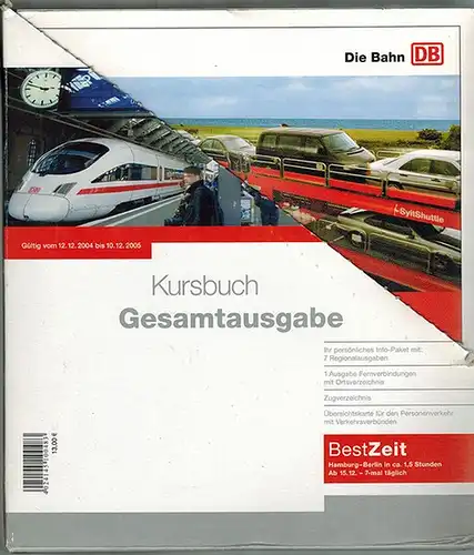 Kursbuch Gesamtausgabe [Die Bahn]. Gültig vom 12. 12. 2004 bis 10. 12. 2005. Ihr persönliches Info-Paket enthält: 7 Regionalausgaben, 1 Ausgabe Fernverbindungen mit Ortsverzeichnis für...