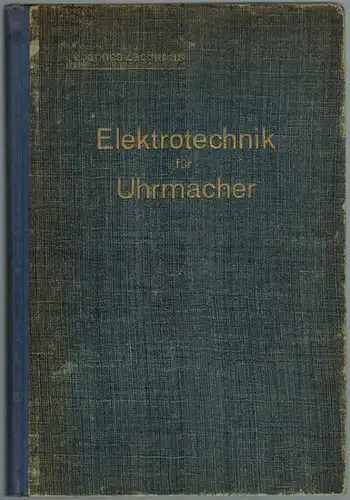 Zacharias, Johannes: Elektrotechnik für Uhrmacher. Einrichtung, Anlage und Betrieb elektrischer Zeitmesser. Zweite Auflage mit Abbildungen im Texte und drei besonderen Tafeln
 Berlin, Verlag der Deutschen Urmacher-Zeitung, 1920. 