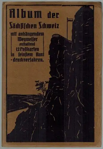 Album der Sächsischen Schweiz mit anhängendem Wegweiser enthaltend 12 Postkarten in feinstem Buntdruckverfahren
 Dresden-A., Philipp Krebs, ohne Jahr [um 1915]. 