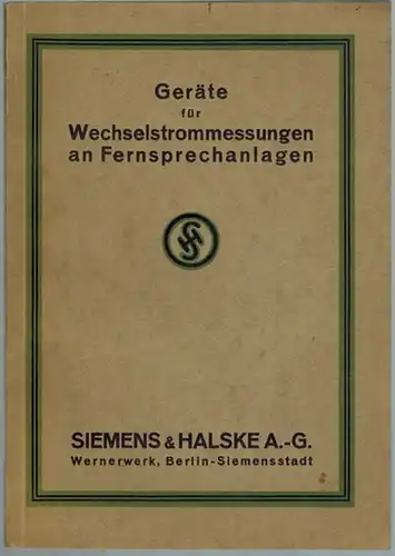 Kaspareck, P.; Gebhardt, W: Geräte für Wechselstrommessungen an Fernsprechanlagen. 2. Ausgabe. [= SH 1986]
 Berlin-Siemensstadt, Siemens & Halske Wernerwerk, 1927. 