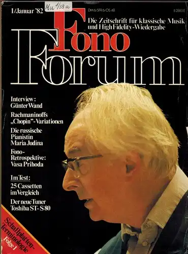 Facius, Walter (Hg.): Fono Forum [Fonoforum]. Die Zeitschrift für klassische Musik und HighFidelity-Wiedergabe. [Jahrgang 1982]
 München, PC - Moderner Verlag, 1982. 