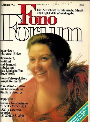 Facius, Walter (Hg.): Fono Forum [Fonoforum]. Die Zeitschrift für klassische Musik und HighFidelity-Wiedergabe. [Jahrgang 1983]
 München, J. V. Journal Verlag, 1983. 