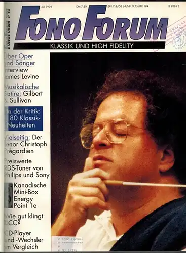 Facius, Walter (Hg.): Fono Forum [Fonoforum]. Klassik und High Fidelity. [2. Halbjahr 1992]
 München, SZV Spezial-Zeitschriften-Gesellschaft Verlag, 1992. 