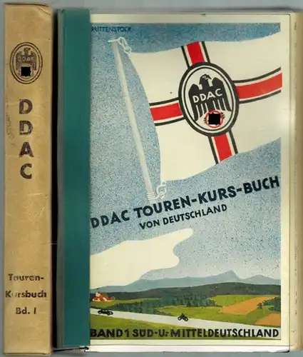 DDAC Touren-Kurs-Buch von Deutschland. Band 1. Süd- und Mitteldeutschland. Garantierte Auflage: Erstauflage 8000 Exemplare
 München, Der deutsche Automobil-Club e. V. - Eigenverlag des DDAC, ohne Jahr [1936]. 