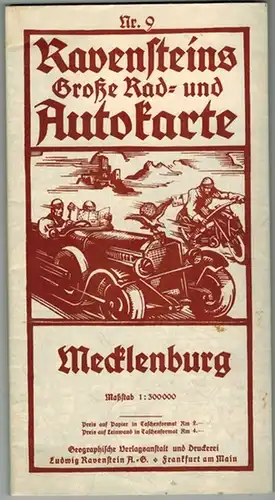 Ravensteins Große Rad- und Autokarte Nr. 9: Mecklenburg. Maßstab 1:300000
 Frankfurt am Main, Geographische Verlagsanstalt Ludwig Ravenstein, ohne Jahr [1937]. 