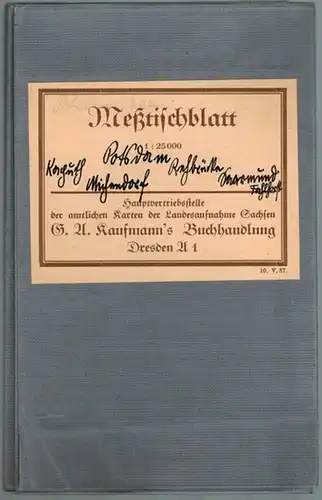 Potsdam. (4 cm-Karte) Meßtischblatt 1974. Umdruckausgabe. Herausgegeben von der Landesaufnahme Sachsen. Einzelne Nachträge 1936
 Dresden, G. A. Kaufmanns Buchhandlung (Rudolf Heinze), 1936 [Mai 1937]. 