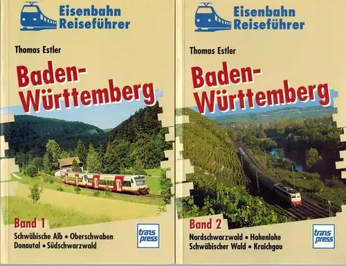 Estler, Thomas: Eisenbahn Reiseführer Baden-Württemberg. 1. Auflage. [1] Band 1. Schwäbische Alb - Oberschwaben - Donautal - Südschwarzwald. [2] Band 2. Nordschwarzwald - Hohenlohe - Schwäbischer Wald - Kraichgau
 Stuttgart, transpress, 1999. 