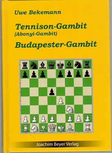 Bekemann, Uwe: Tennison-Gambit (Anonyi-Gambit). Bupdapester-Gambit. 1. Auflage
 Eltmann, Joachim Beyer Verlag, 2015. 